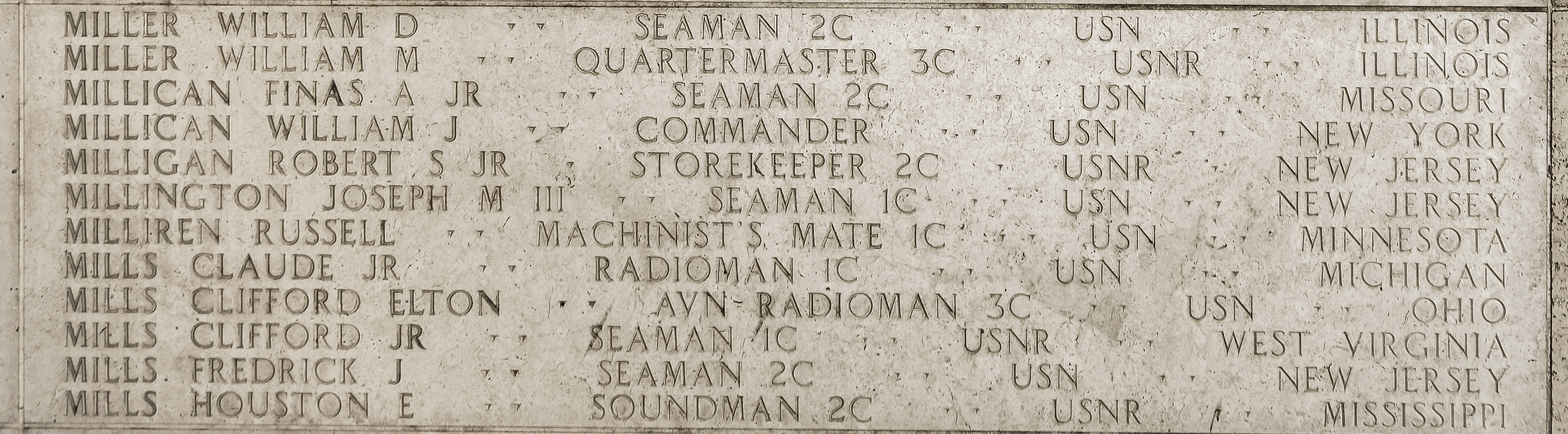 Fredrick J. Mills, Seaman Second Class